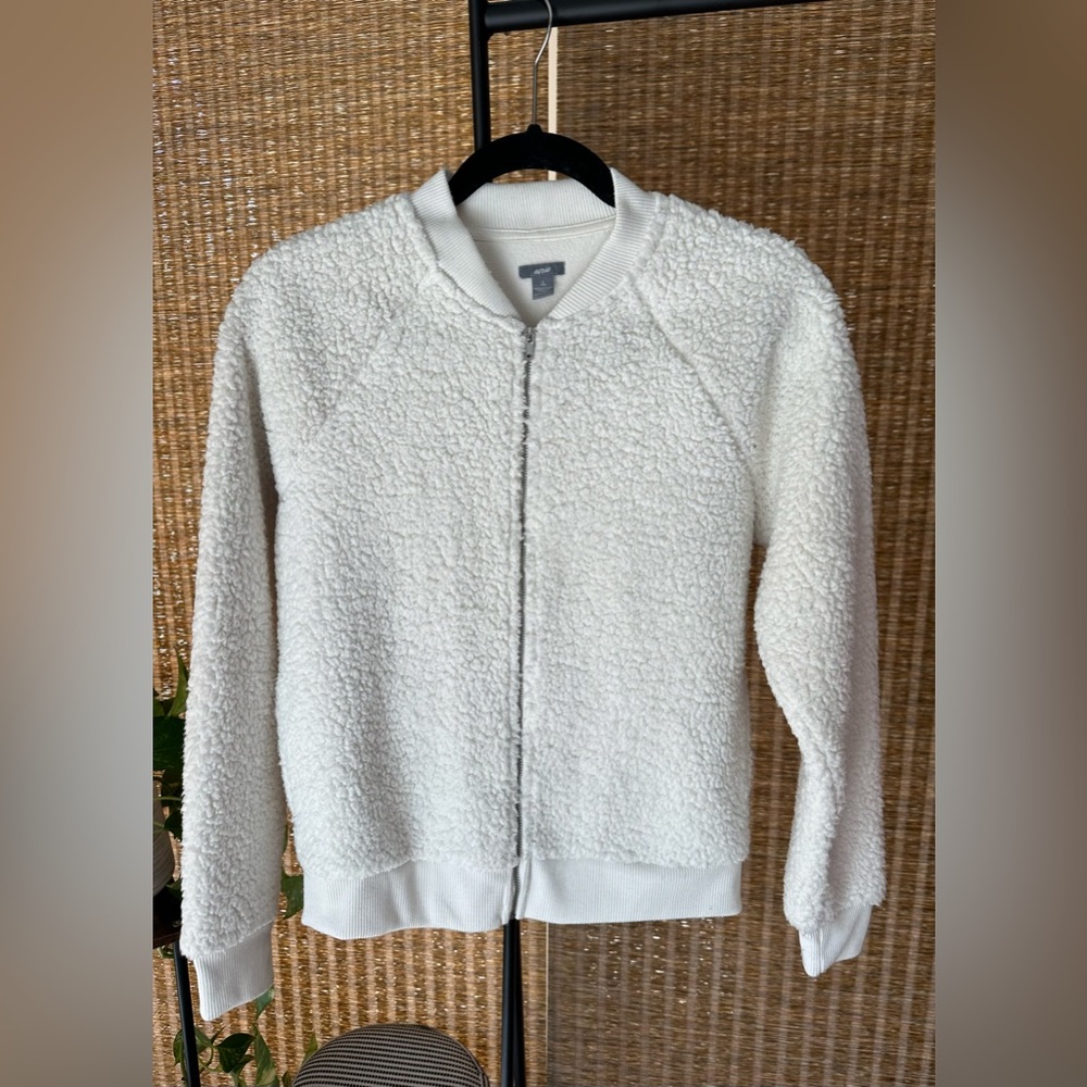 Aerie Cream Sherpa Zip-Up Jacket